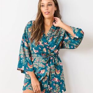 Printfresh Teal Floral Women's Robe